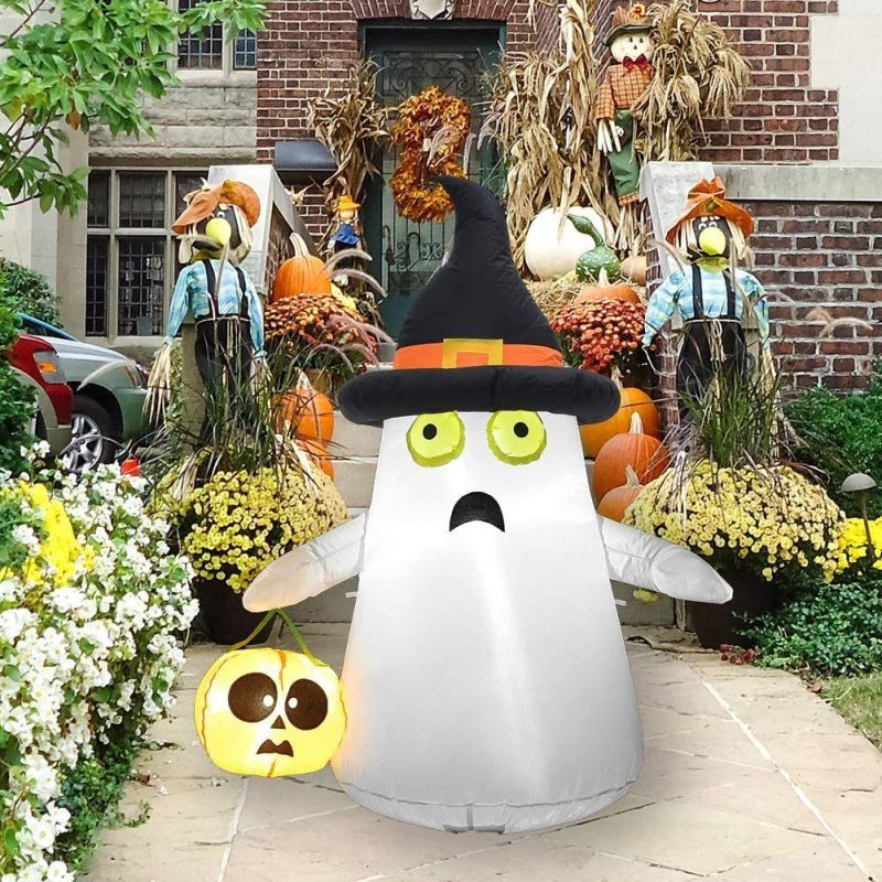 Halloween Inflatable Yard Decor, Blow up Lighted Ghost and Pumpkin Decoration Light