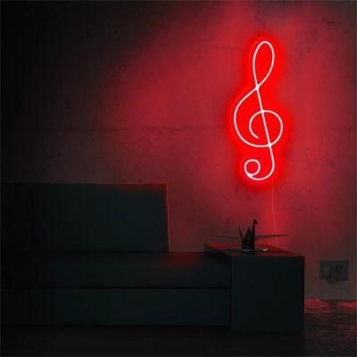 Drop Shipping No MOQ Popular Customized Acrylic Treble Clef Neon LED Advertising Sign for Music