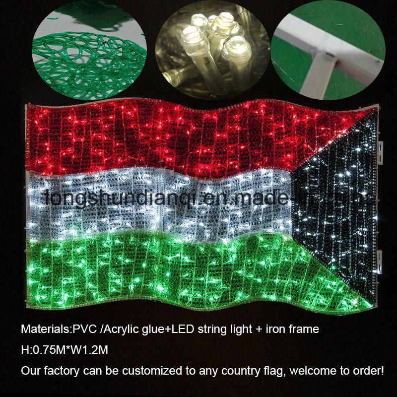 LED 220V 24vnational Flag String Rope Pole Light for Holiday Decoration.