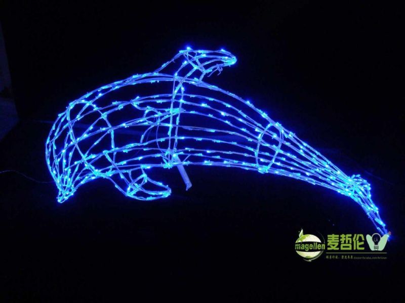 Commercial LED Outdoor Christmas Motif Street Decoration Pole Light Dolphin