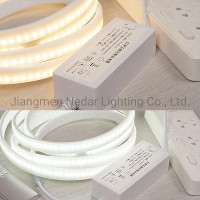 Double Color CCT 2835-240p Double Row Rope Light with Diffuse Milky Cover PVC Anti-Dazzling Lighting Cinta LED, Fita LED, Tira LED