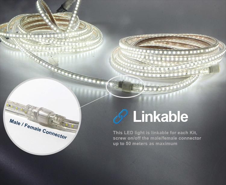 AC 220V 230V SMD LED Strip 2835 120LED Outdoor Used Waterproof IP65 82FT 25 Meters Length