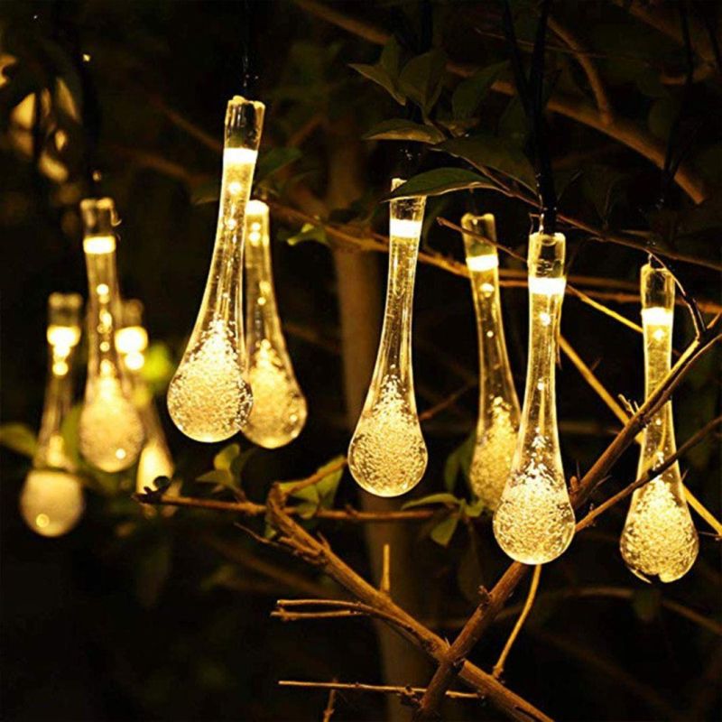 LED Outdoor Decorative Water Drop Solar String Lights Christmas Wedding Patio Garden Wall Decorations