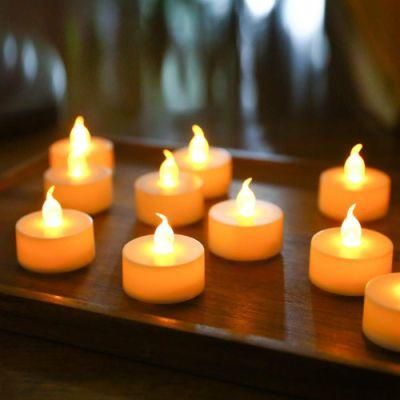 Warm White Flickering Battery Powered Flameless LED Tea Light Candles