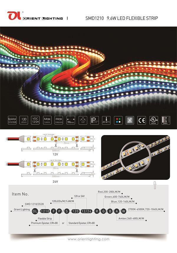 1210/3528 9.6W 24V 120LEDs 3000K IP20 LED Strip Light