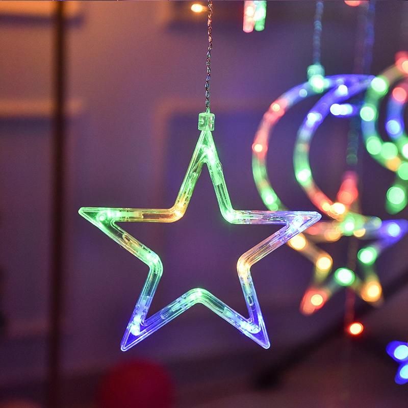 Christmas Decoration Light LED String Lighting Moon Star LED Curtain Light Christmas Window Fairy String Lights