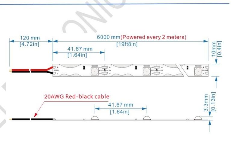 Diffuse Reflection 10mm Width DC12V LED Flexible Strip