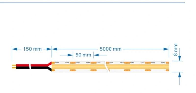 Ra90 DC24V 480 PCS/M 8mmpcb LED COB Strip