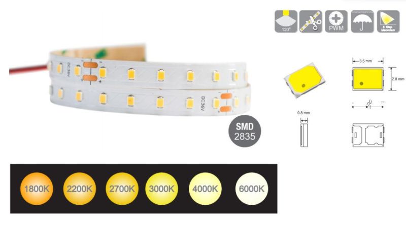 90 LEDs/M SMD2835 IC-Bulit-in LED Light Strip for Decorative LED Lighting