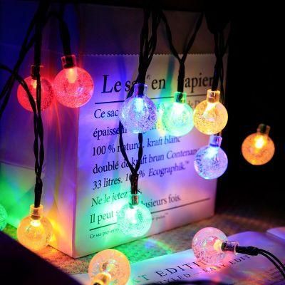 20/30/50/100/200LED 8 Mode Christmas Lights Waterproof Garden Wedding Lights Outdoor Decor Round Crystal Ball Solar Power LED String Light