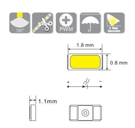 DC24V 280LEDs/M 5m/Roll 6000K Cold White High Lumen Flexible SMD1808 LED Strip for 10mm FPC Width LED Neon Tube and LED Aluminum Profiles