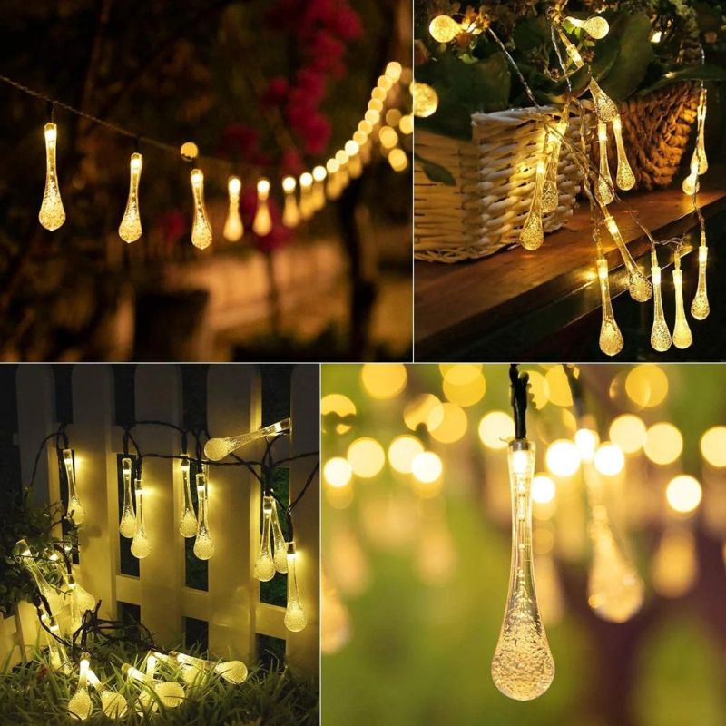 Waterproof Outdoor Solar String Lights Water Drop Solar Powered Lights