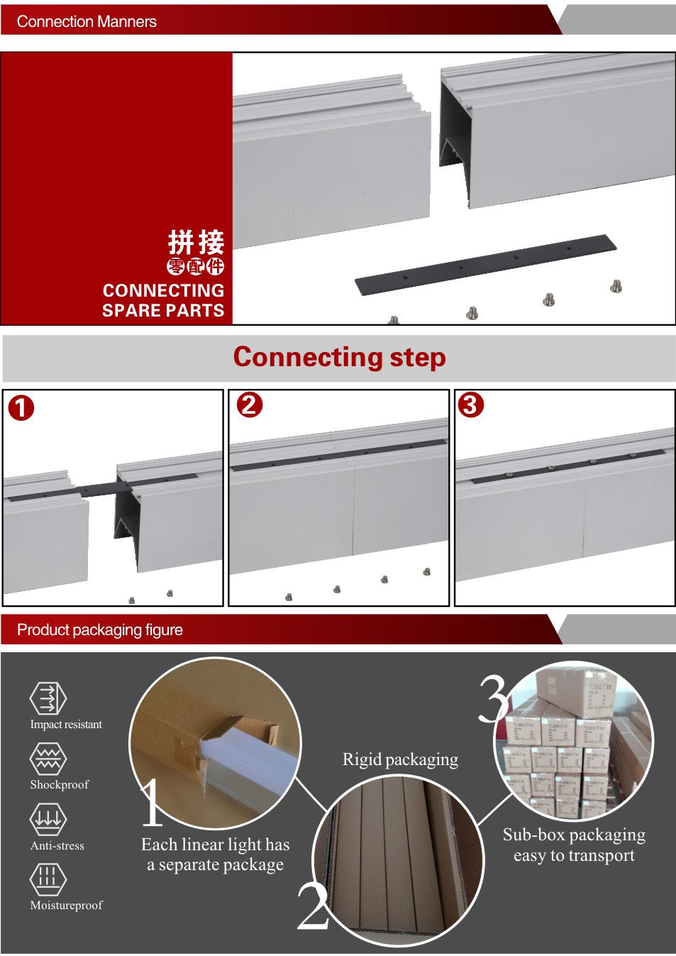 2020 Model for Modern Office Classroom IP20 No End Cap Without Screws LED Linear Lighting