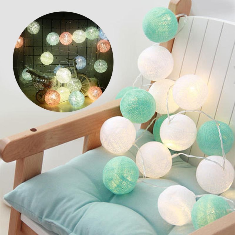 20 LED Cotton Ball Garland Christmas Xmas Decorations Holiday String Lights