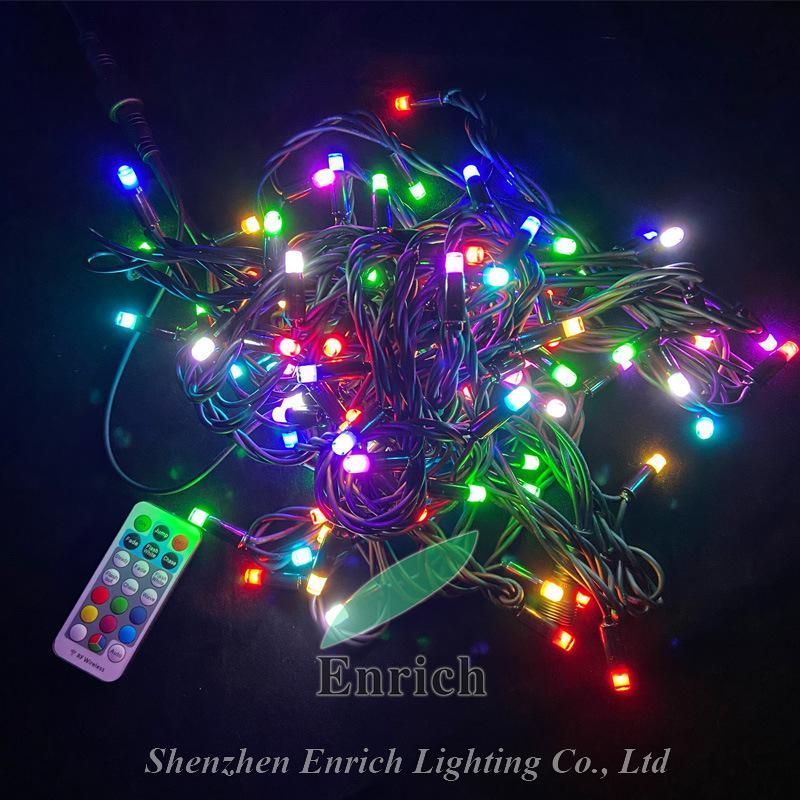 Sync RGB Colorful Linkable LED String Light with Rubber Cable for Outdoor Decoration