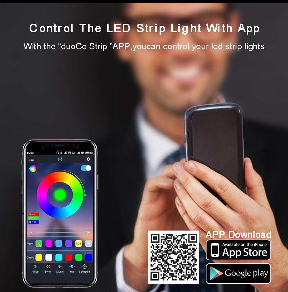 24 Key IR Remote APP Control Music Sound Sensor 5V USB Power 5050 RGB LED Strip Light for TV Backlight