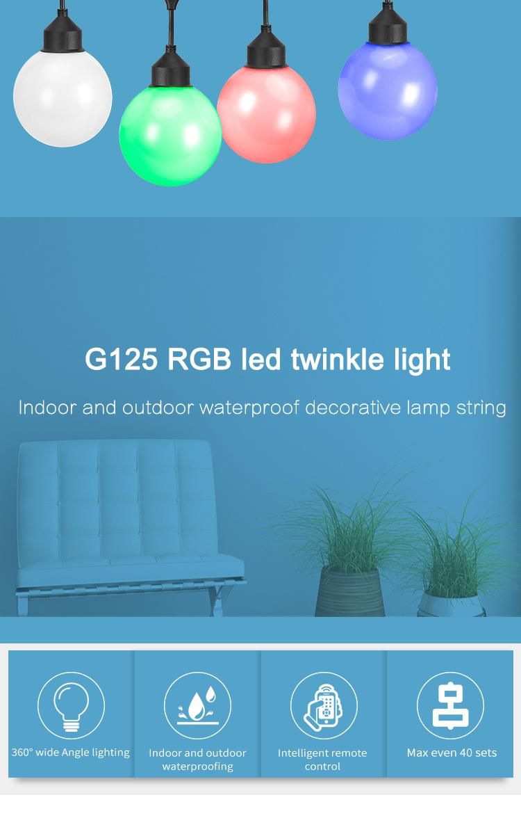 12FT RGB LED G125 String Lights For Outdoor Decorative Lighting