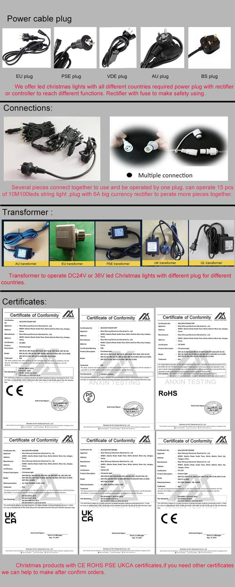 Customized 220V - 240V Dual Color Outdoor IP65 Rubber Cable LED String Light