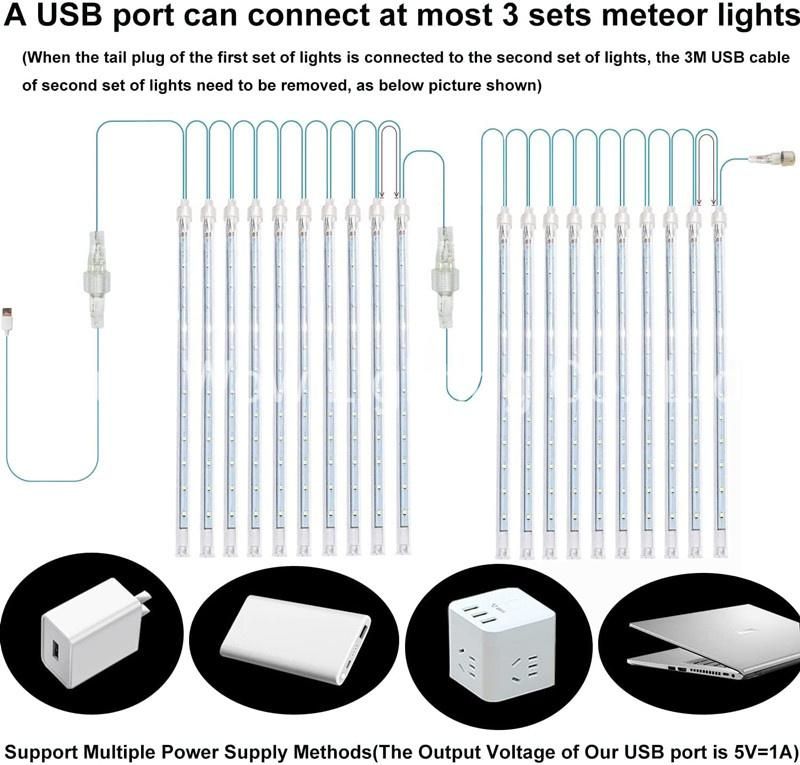 LED Falling Rain Light Waterproof LED Meteor Shower Lights 30cm 10 Tubes 240 LEDs Falling Raindrop Christmas Lights for Home Decor