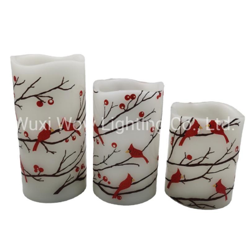 Three-Piece Set of Red Santa Bird LED Candle Lights Hotel Club Wedding Christmas Scene Decoration Props