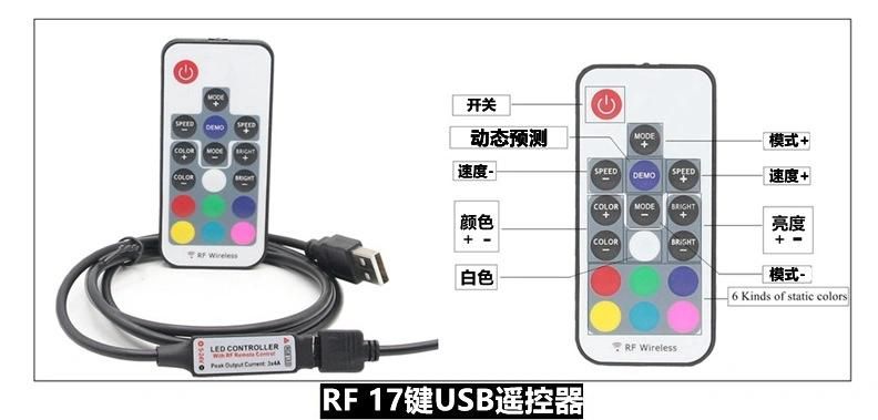 Amazon Hot Sale 5050USB Lamp with RF Remote Control TV TV RGB Colorful Background LED Strip