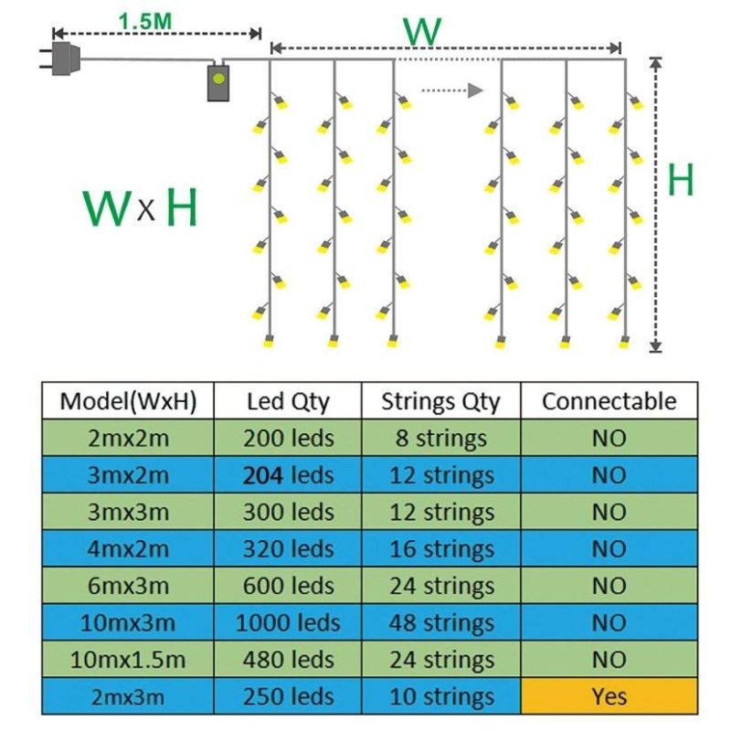 3X3m LED Fairy String Light LED New Year Christmas Garland