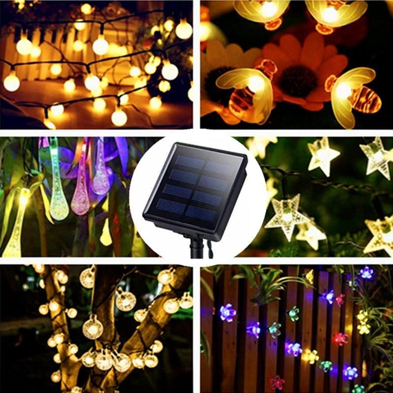 Bee Solar String Lights Fairy Lights Outdoor Waterproof Decoration Light for Patio Garden Yard Wedding Christmas Party Home Decor