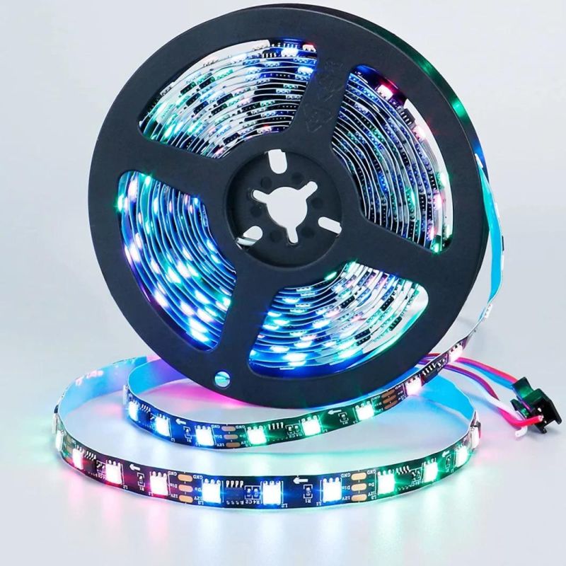 DMX512 RGB LED Digital Strip Light Waterproof DC12V Ws2811 Ws2812b Pixel 60LED/M Addressable LED Strip Light