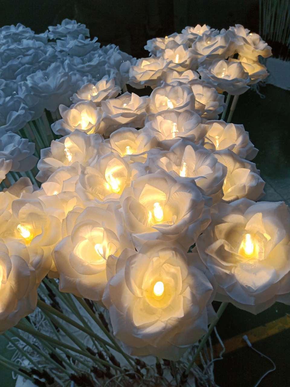 Outdoor Garden Decoration Christmas Light LED Artificial Flower Rose light