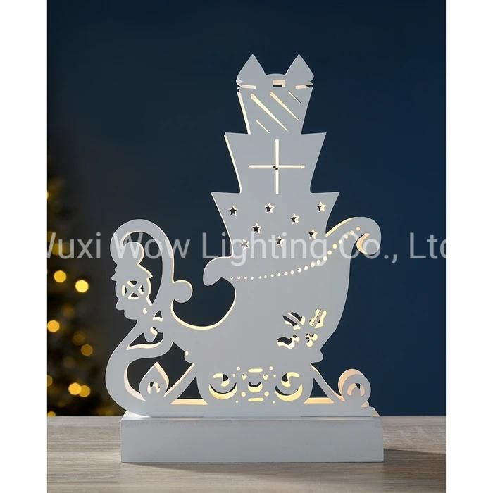 Sleigh Table Christmas Decoration Wood 25 Cm - White