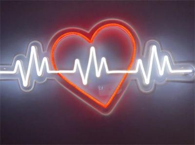 Drop Shipping 50cm Electronic Custom Made PVC Glass Silicone LED Light Heart Beat LED Neon Sign