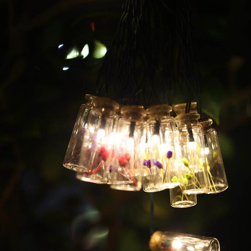 LED Solar Lamp Glass Bottle Flower Fairy Lights Outdoor Waterproof Garden Tree Decoration String Lights