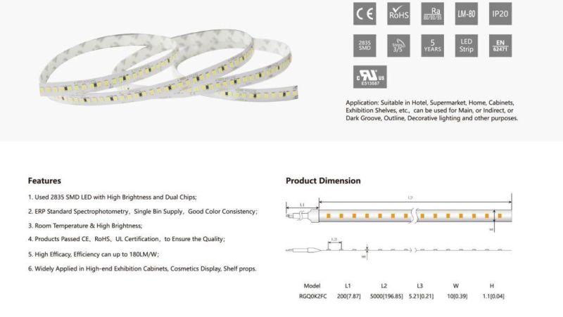 High Brightness 192 LEDs LED Strip Lighting 24V