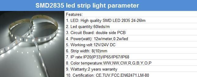 SMD 2835 LED Ribbon Strip with 3m Adhesive 12V DC