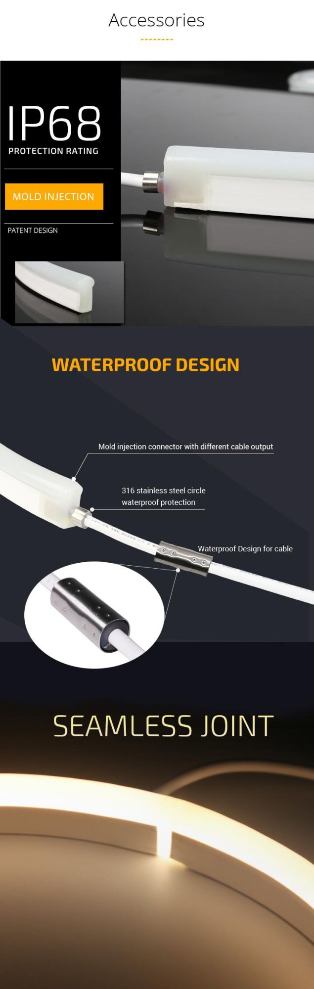 IP68 Waterproof Swimming Pool Lighting RGB LED up Strip Light