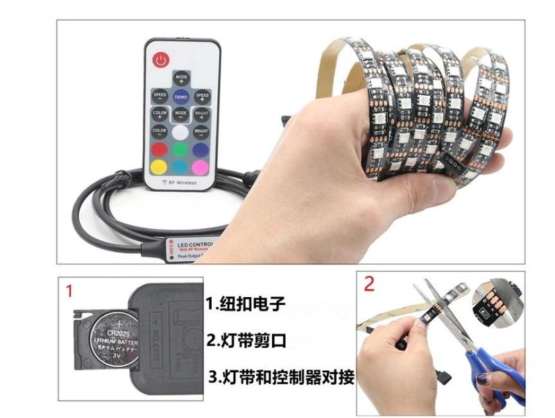 Amazon Hot Sale 5050USB Lamp with RF Remote Control TV TV RGB Colorful Background LED Strip