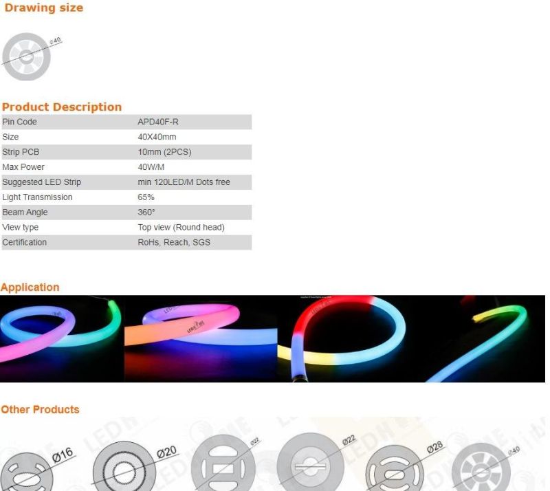 DIY Neon-Round 40*40mm Round Silicion Tube Top View