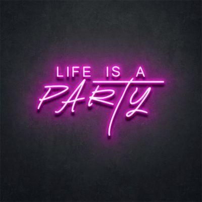 Drop Shipping Wall Mounted Custom Neon Sign Letter Life Is a Party LED Neon Sign Light