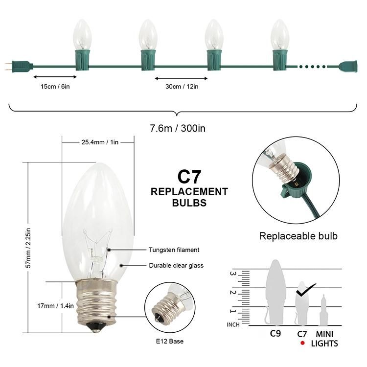 Xmas LED Outdoor C7 Clamp Festoon Light Patio String Light