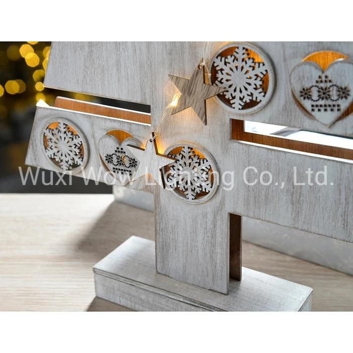 Star and Heart Christmas Tree Table Decoration Wood - White