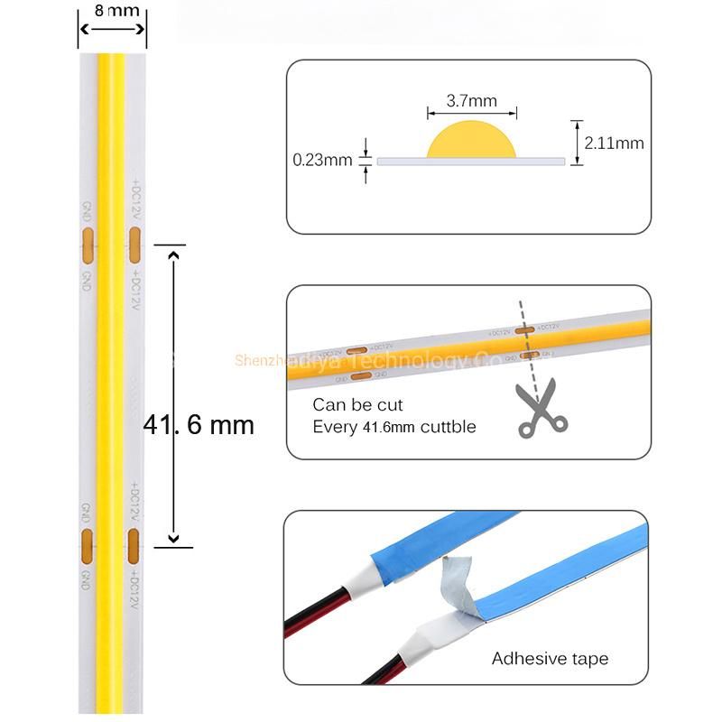 COB LED Flexible Strip 384LEDs/M with No Light Spots