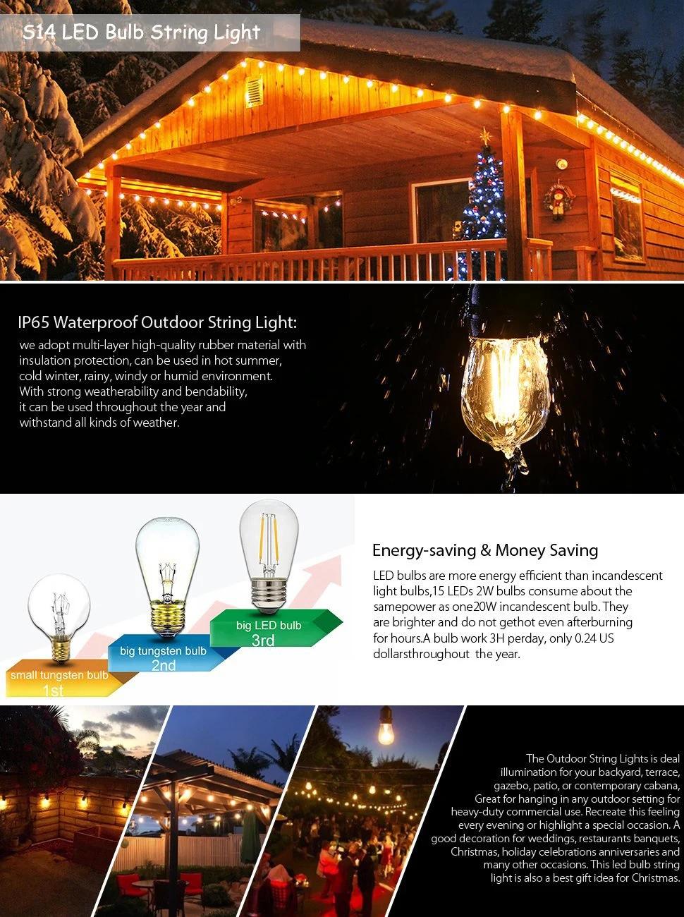 Outdoor Waterproof S14 LED Bulb String Light with 15m 15bulbs