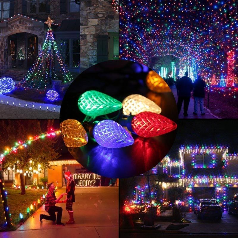 120V UL Faceted C9 25 LED 16FT Fairy Christmas Decorative String Lights