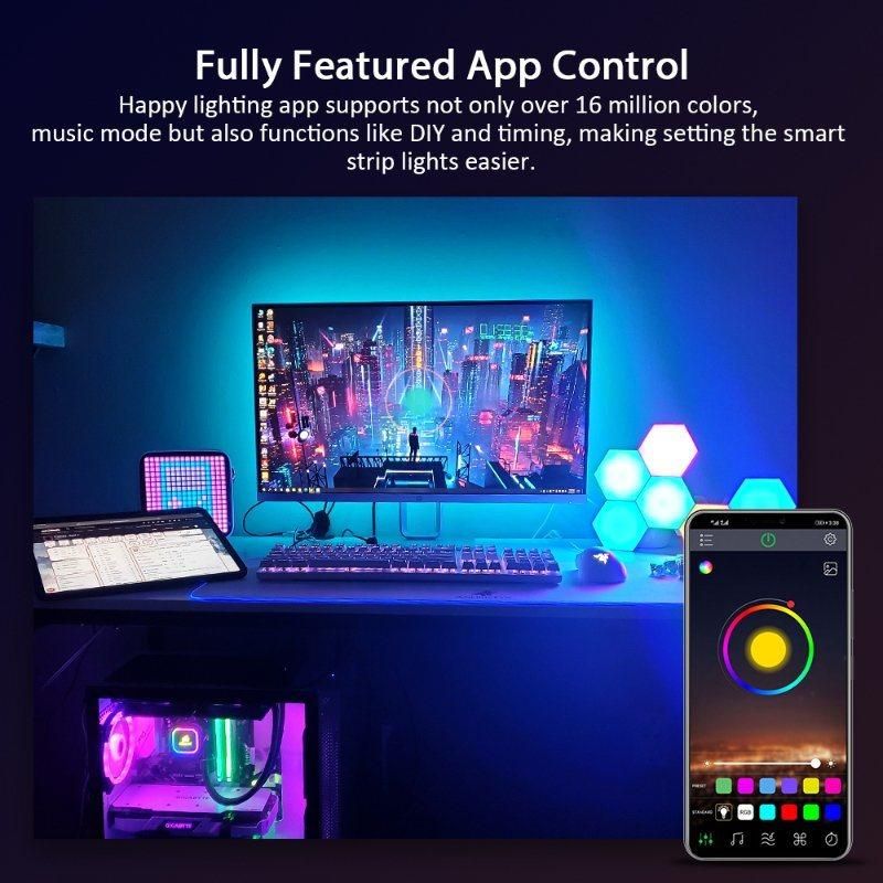 Smart DC12V 5050 LED Flexible String Neon Decorating Lights RGB Outdoor Weatherproof Flex Wireless WiFi Light Strip