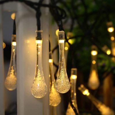 PVC Patio Solar 30LED Water Drop Bulk Christmas Lights