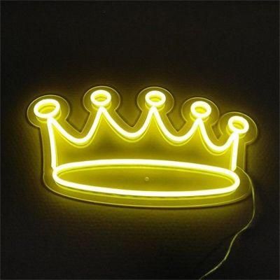 Drop Shipping Electronic Custom Made PVC Glass Silicone LED Light Crown Neon Signs