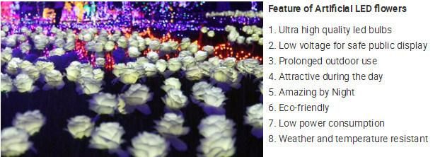 12V 24V Wedding Decoration Artificial Roses Wholesale Quality Silk LED Flower Lights