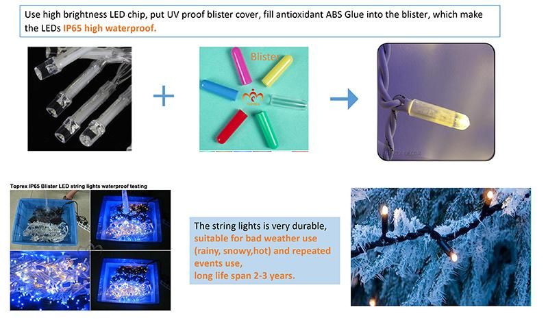 Outdoor Bad Weather Use Toprex Rubber Blister String Lights