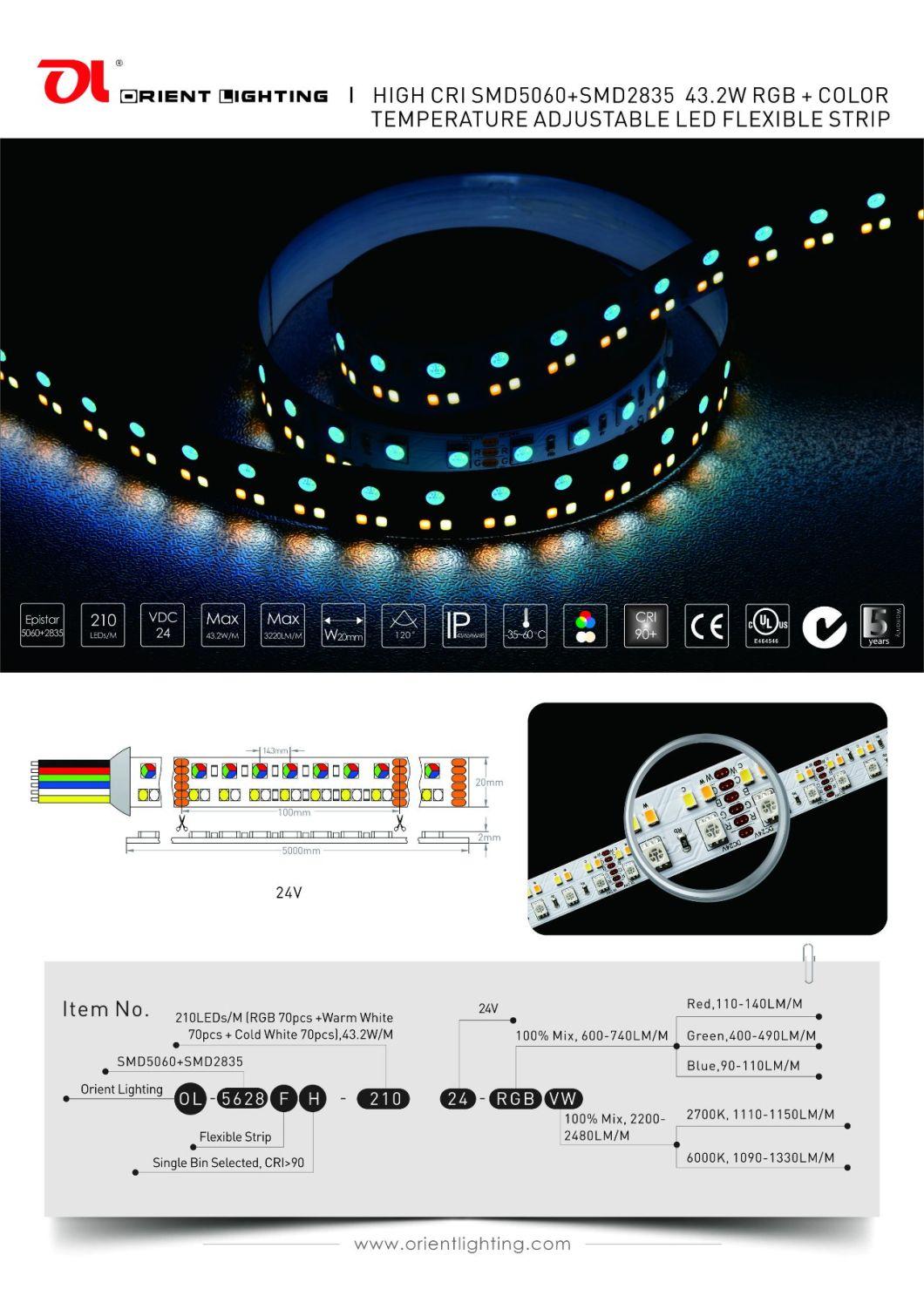 UL Ce 43.2W RGB + Color Temperature Adjustable Dual-Line LED Strip Light