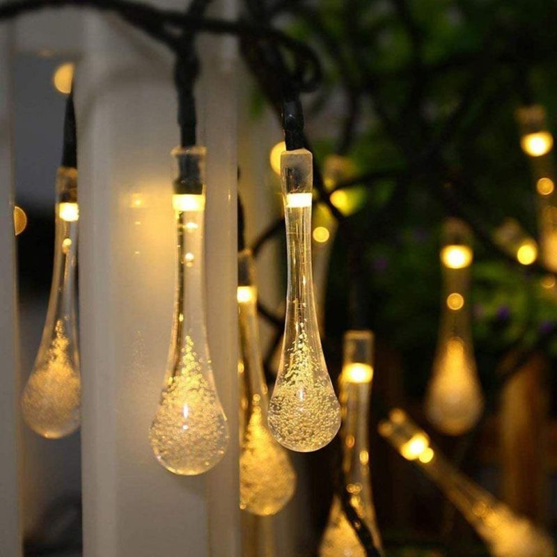 LED Outdoor Decorative Water Drop Solar String Lights Christmas Wedding Patio Garden Wall Decorations